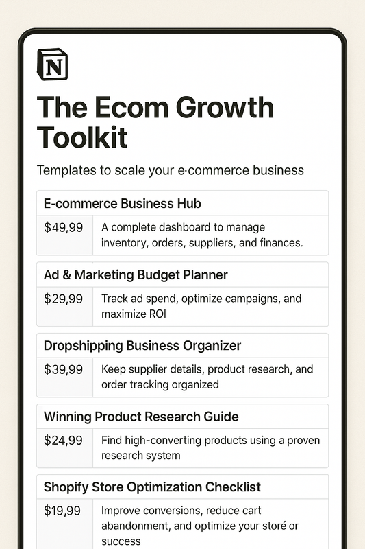 The Ecom Growth Toolkit – The Ultimate Notion System to Scale Your E-Commerce Business