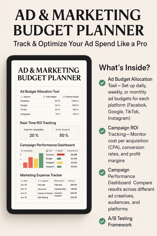 Ad & Marketing Budget Planner – Track & Optimize Your Ad Spend Like a Pro