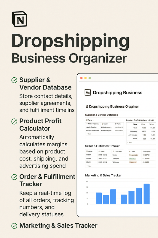 Dropshipping Business Organizer – Systematize Your Dropshipping Store for Maximum Profitability
