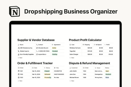 Dropshipping Business Organizer – Systematize Your Dropshipping Store for Maximum Profitability